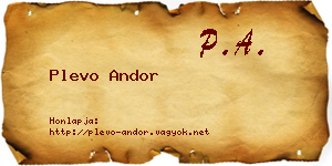Plevo Andor névjegykártya
